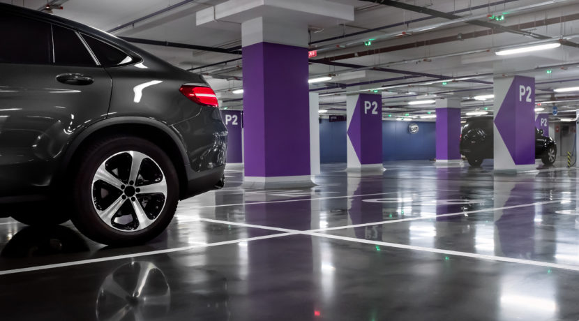 The car on the underground parking
