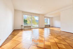 Salon lumineux avec parquet géométrique