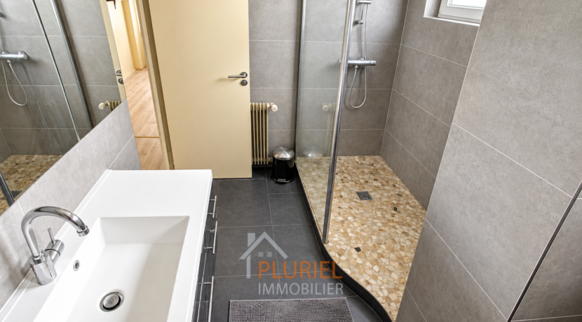 Salle de bains moderne aux tons gris