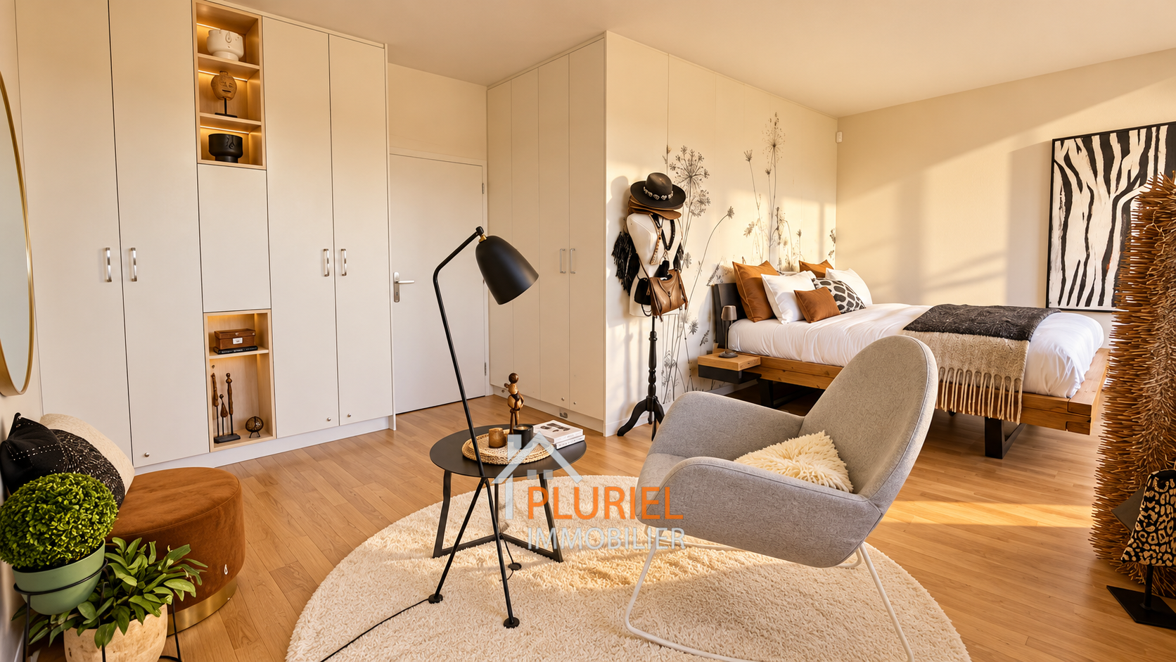Chambre scandinave bohème baignée de soleil