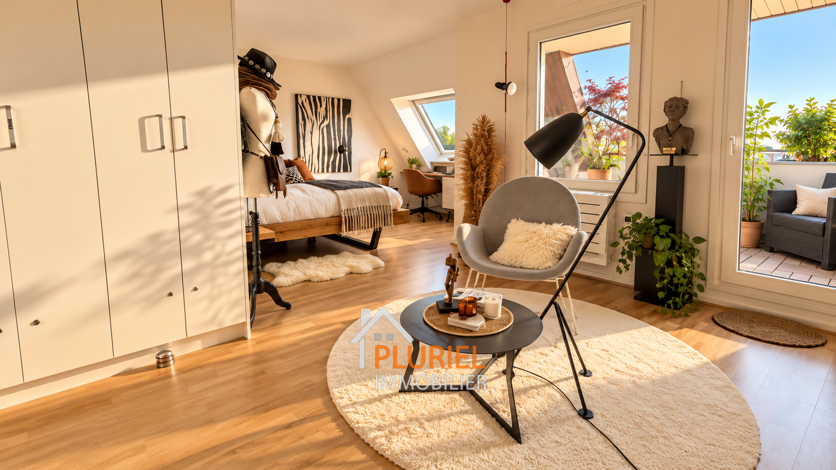 Intérieur scandinave baigné de soleil