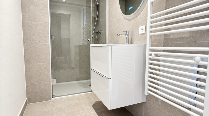 Salle de bain moderne gris et blanc