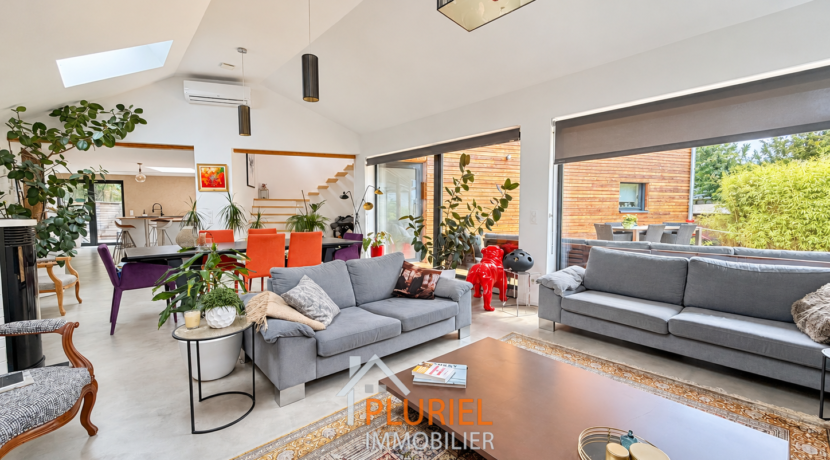 Salon contemporain baigné de lumière naturelle