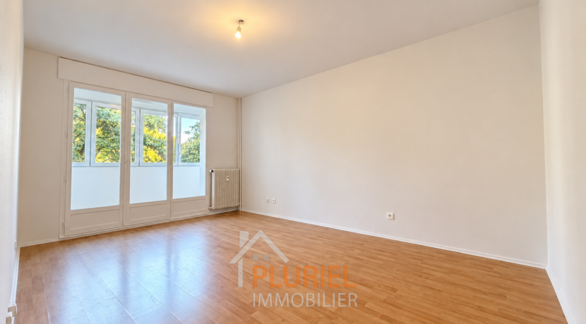 Salon lumineux avec vue verdoyante